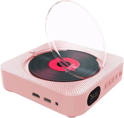 Dvd Speler - Cd Speler - Muziek En Film - Met Bluetooth Speaker - 16.8 x 16.8 cm - Roze