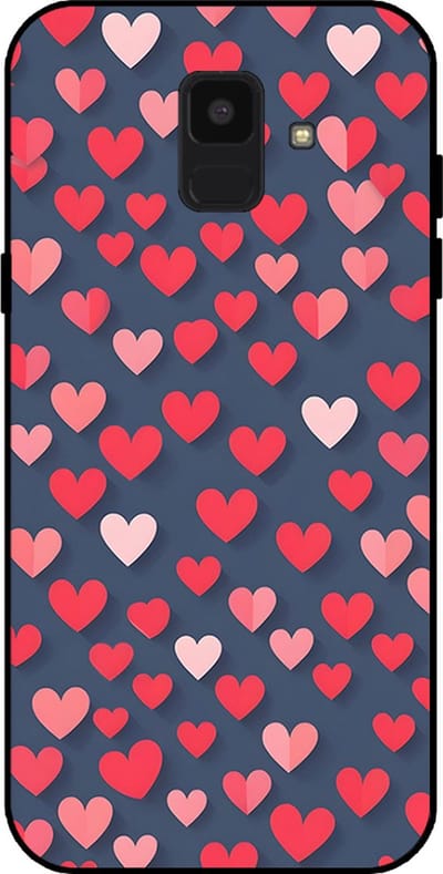 Smartphonica Telefoonhoesje Geschikt voor Samsung Galaxy A6 2018 met Roze en Rode Hartjes Opdruk - TPU Backcover Case With Rosé and Red Heart Design geschikt voor Samsung Galaxy A6 2018