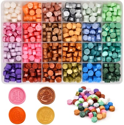 Octagonale Wasbolletjes voor Kaarsen - 600 Stuks in 24 Kleuren met Opbergdoos voor Trouwaankondigingen en Cadeaukaarten