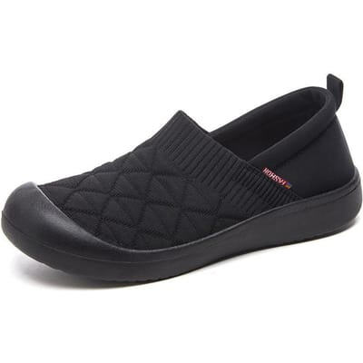 Dames Antislip Wandelschoenen Ademend Comfortabel Zachte Zool Sneakers Ronde Neus Dikke Zool Loafers Zapatos Para Mujer 36 black