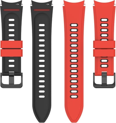 Siliconen bandje - geschikt voor Samsung Galaxy Watch 7 / Watch FE / Watch 6 / Watch 6 Classic / Watch 5 / Watch 5 Pro / Watch 4 / Watch 4 Classic - rood-zwart