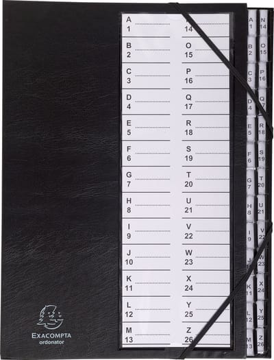 Exacompta Sorteermap Ordonator® met alfabetische plastic ruiters - A tot Z - Zwart - 621765E