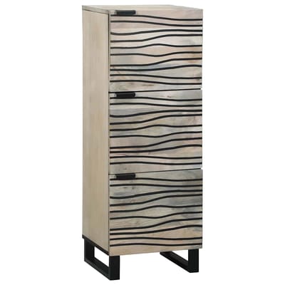 vidaXL - Highboard - Mango - Hout - Wit - en - Zwart - 40 - x - 33 - x - 110 - cm