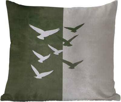 Sierkussen Buiten - Japandi - Vogel - Groen - 60x60 cm - Weerbestendig