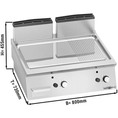 GGM Gastro Gas Bratplatte - 13,8 kW - Glatt & Gerillt Zilver