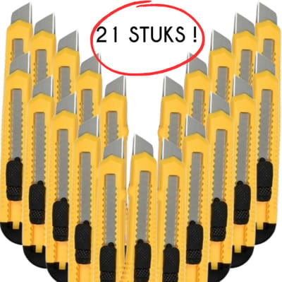 S4D® - Stanleymessen - Afbreekmes - Snijmes - Werkmes - Breekmes - 18 MM - Set 21 STUKS !