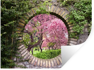Muurstickers - Sticker Folie - Doorkijk - Sakura - Bloesem - Japans - 40x30 cm - Plakfolie - Muurstickers Kinderkamer - Zelfklevend Behang - Zelfklevend behangpapier - Stickerfolie