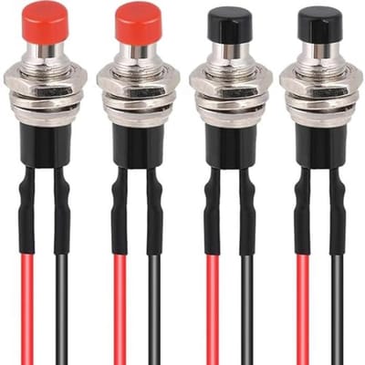 Mini zelfremmende drukschakelaar 7 mm - 4 stuks ON/OFF 2-pins voor auto, boot, Arduino en doe-het-zelf