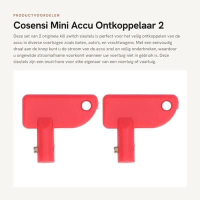 Dailygoods - Mini Accu Ontkoppelaar - 2 Stuks Kill Switch Sleutels - Voor Boot en Marine - Veiligheidsschakelaar - Betrouwbaarheid - Elektrische Toepa...