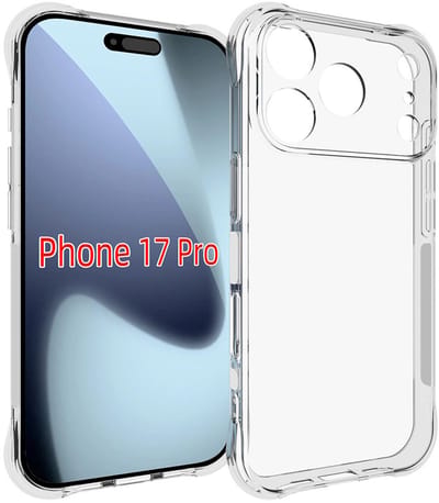 MobyDefend Hoesje - Geschikt voor iPhone 17 Pro - Transparante Shockproof TPU Backcover - Verstevigde Hoeken - Volledig Doorzichtig