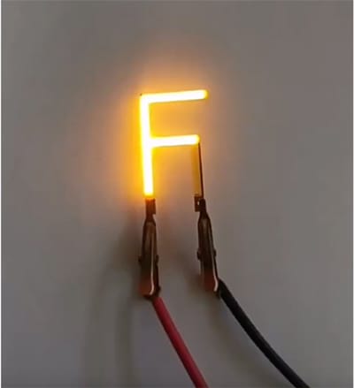 -F- COB LED 3V Filament Letter Geel 3 x 3 cm FPC 2200K 1W Warm-wit