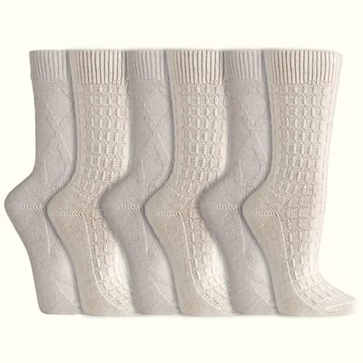 Gebreide sokken | Noble Classic | Alpacawol | Dames & Heren | Wit | 6 paar