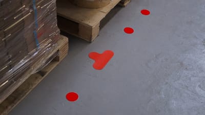 T-stuk Blauw 180 x 120 mm - vloersticker met vlakke toplaag