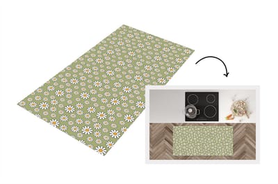 Keukenloper 120x60 cm - Keukenmat vinyl Vintage - Patronen - Bloemen - Madelief - Keukenmatten loper - Keuken vloerkleed tapijt