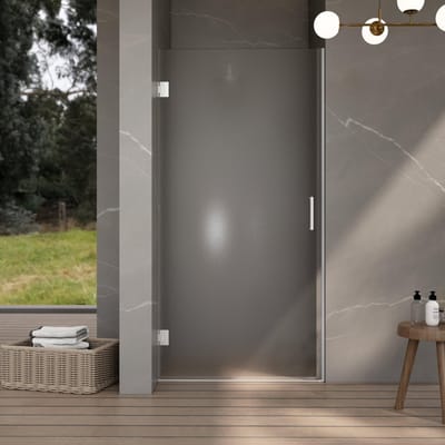 FugaFlow Eccelente Vetro Douchedeur - 70x200cm - scharnieren - deurgreep - vlak - gesatineerd veiligheidsglas - Geborsteld RVS