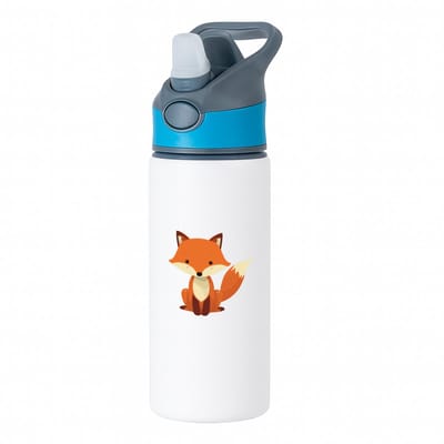 Hacebo® - Vossen waterfles met rietje blauw - Katten - Dieren liefhebbers - Dierentuin - katachtigen - water fles - 650ML