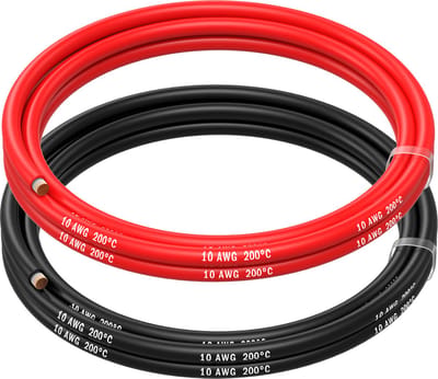 MMOBIEL 10 AWG Siliconen Elektrische Draad - 10 Gauge (5,26mm²) Vertinde Koperkabel - 2 Aparte Draden Rood & Zwart Elk 1,5 m voor RC, Drones, 3D Printers, Batterijen, Luidsprekerdraden, Led Strips