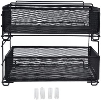 JHUBERS- Onderkast Organizer 2-Traps - Verschuifbare Lade - Keukenrek - Mandrek - Meerlaags - Ruimtebesparend Design - Opslagrek