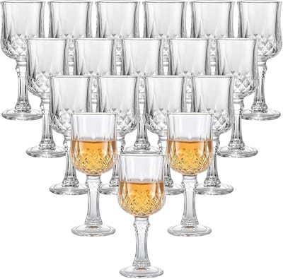 18 stuks borrelglazen met steel, 50 ml likeurglazen van helder loodvrij glas voor cocktails en aperitief