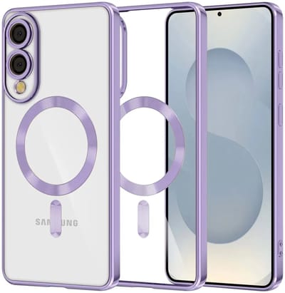 Hoesje geschikt voor Samsung Galaxy S25 Edge - Techsuit Luxury Crystal Back Cover - Geschikt voor MagSafe - Transparant/Lichtpaars
