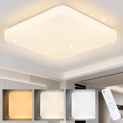 Glitzerlife - Plafondlamp - Sterrenhemel LED - Dimbaar Met Afstandsbediening - CCT Functie - Kunststof Metaal - Ø28cm - Wit