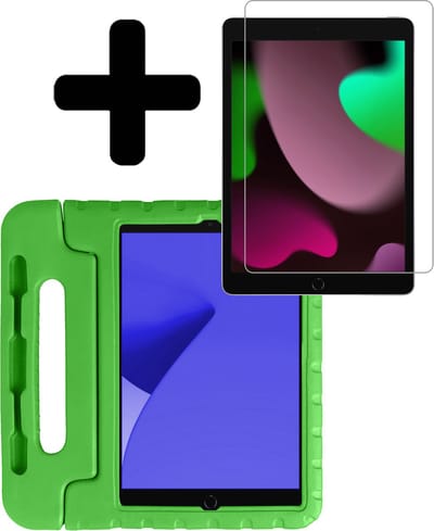 Hoes - Geschikt voor Apple iPad 8 (2020) - 10.2 inch - 8e Generatie - Met Screenprotector - Kinderhoes Shockproof Bumper - Kidsproof Case - Tablet Hoesje - Kinder Hoesje Cover - Groen