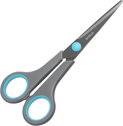 Teflon Gecoate Scharen met RVS Bladen en Zachte Grip, Ideaal voor Thuis, Kantoor en School, 16.2 cm, Blauw/Grijs, Veelzijdig Gebruik
