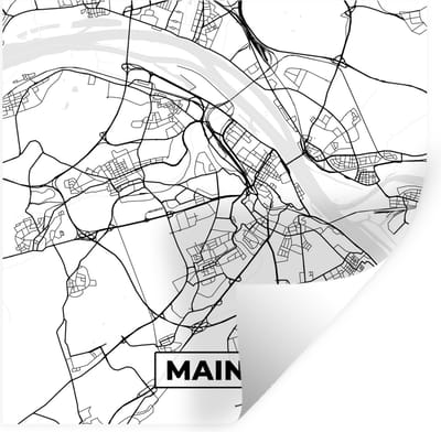 Muurstickers - Sticker Folie - Mainz - Plattegrond - Kaart - Stadskaart - 100x100 cm - Plakfolie - Muurstickers Kinderkamer - Zelfklevend Behang XXL - Zelfklevend behangpapier - Stickerfolie