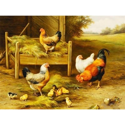 Peinture diamant thème ferme, perceuse ronde complète, poulet porte-bonheur, broderie, point de croix 20X30CM yellow
