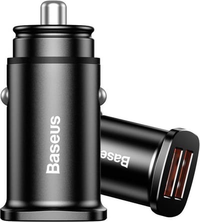 Baseus Auto oplader dual port 2 ingangen zwart - Dual USB 3.0A - 3.1A Dual USB-poorten Slimme snelle autolader met LED-indicator voor slimme telefoon Tablet