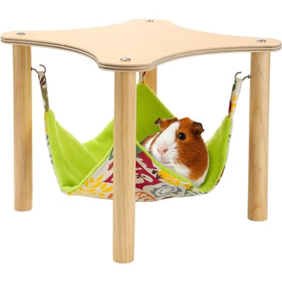 Hamac pour cochons d'Inde avec support en bois naturel - Lit hamac suspendu pour cochons d'Inde Chinchilla Hamster Lapin Furets Cachette Dortoir United States yellow