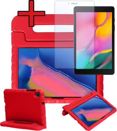 Hoesje - Geschikt voor Samsung Galaxy Tab A 8.0 (2019) - Met Screenprotector - Kinderhoes - Shockproof Bumper - Kidsproof Case - Tablethoes - Kinder Hoes Cover - Rood