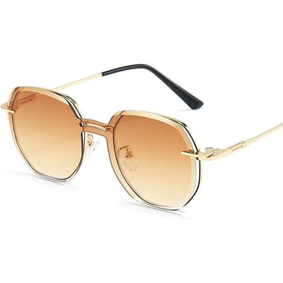 Afneembare Zonnekleppen Dames Heren Zeshoekig Brillen Clip-on ideaal voor dagelijks gebruik Lens Anti Blauw Licht Computergebruik Brillen Dames 7000 beige