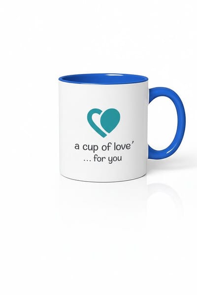 Mok 'A Cup of Love ... for you' met Hart Design - Wit Blauw Liefdesmok Cadeau