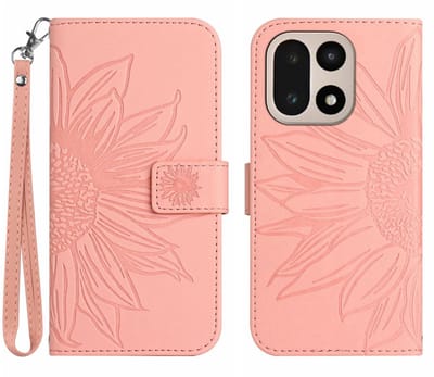 Coverup Hoesje - Geschikt voor OnePlus 15 Hoesje - Coverup Zonnebloem Book Case met Koord - Pink