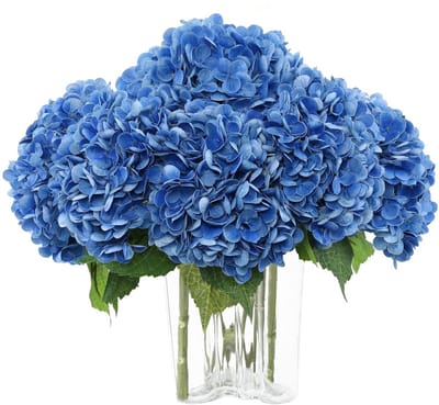 Dailygoods - 3 Stuks Kunstbloemen Hortensia Koningsblauw - Huisdecoratie