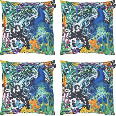 Set van 4 Waterafstotende Buitenkussens Bloemen Collectie 43x43cm