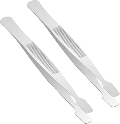 2x Precisie Stempelpincet Roestvrij Staal - Verzamelaarsgereedschap voor Postzegels en Kleine Objecten