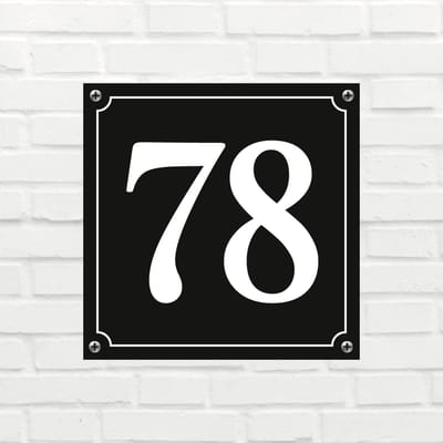 Huisnummerbord Mat zwart Deluxe - Nummer 78 - incl. bevestiging