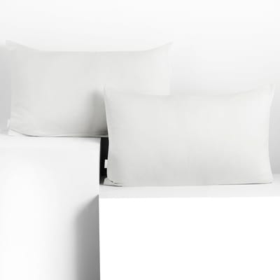 Famanu – Set van 2 jersey katoenen kussenslopen - 50 x 60 cm - wit - zachte en ademende stof - met rits - duurzaam en comfortabel