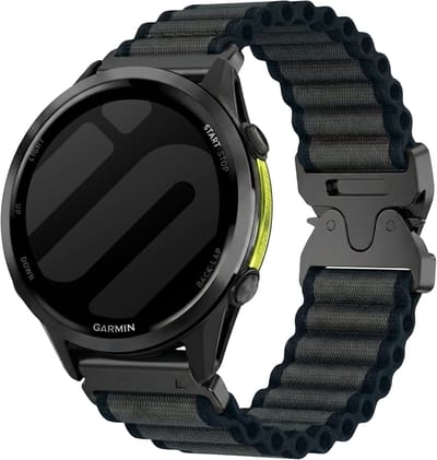 Strap-it Nylon bandje 'Outdoor' geschikt voor Garmin Fenix 9 (Pro) 47mm - Fenix 8 (Pro-E-47mm) - Fenix 7 (Solar-Pro) - 6 (Solar-Pro) - Fenix 5 (Plus) / Forerunner 970 - 965 - 955 - 945 - 935 - 745 / Quatix 8 - 7 - 6 - 5 - Zwart