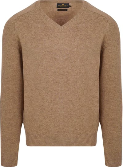Steppin' Out Trui V-hals Lamswol Camel - Maat XXL - Heren