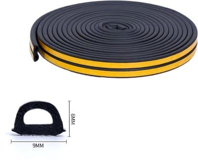 Deur- en Raamafdichtstrip Zwart Tochtstrip Zelfklevend 6 Meter Buitendeur Voordeur