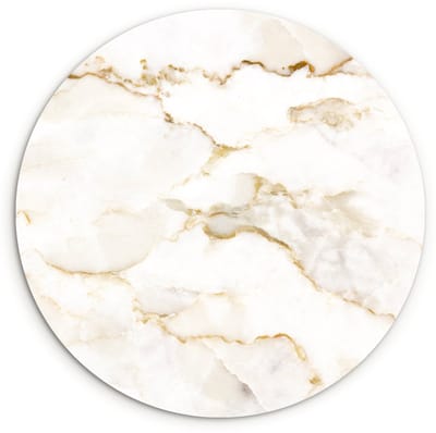 WallCircle® Wandcirkel 140x140 cm - Muurcirkel Marmer - Kalk - Goud - Luxe - Marmerlook - Wit - Muurdecoratie woonkamer - Wanddecoratie slaapkamer - Kamer decoratie accessoires - Ronde schilderijen