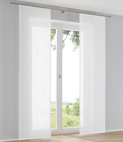 Kutti Set van 2 schuifgordijnen ruimteverdeler Boston wit linnenlook schuifgordijnen met paneelwagen B 60 x H 225 cm