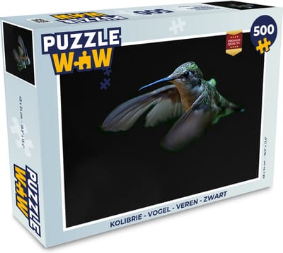 Puzzel Kolibrie - Vogel - Veren - Zwart - Legpuzzel - Puzzel 500 stukjes