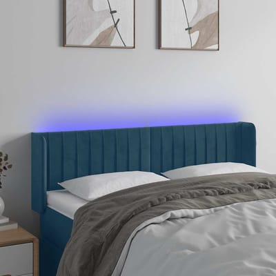 vidaXL - Hoofdbord - LED - 147x16x78/88 - cm - fluweel - donkerblauw