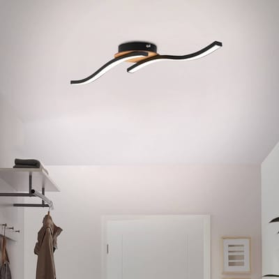BRILONER - LED Plafondlamp- hout en zwart - warm wit licht - 3.000 K - 960Lm - 2W