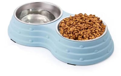 Hondenkom Antislip Dubbele Kom met Roestvrij Stalen Bakken - Ideaal voor Honden en Katten