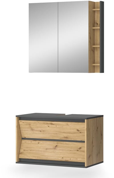 Vicco Badkamermeubelset Edelin, Antraciet/Artisanaal eiken, 2-delig